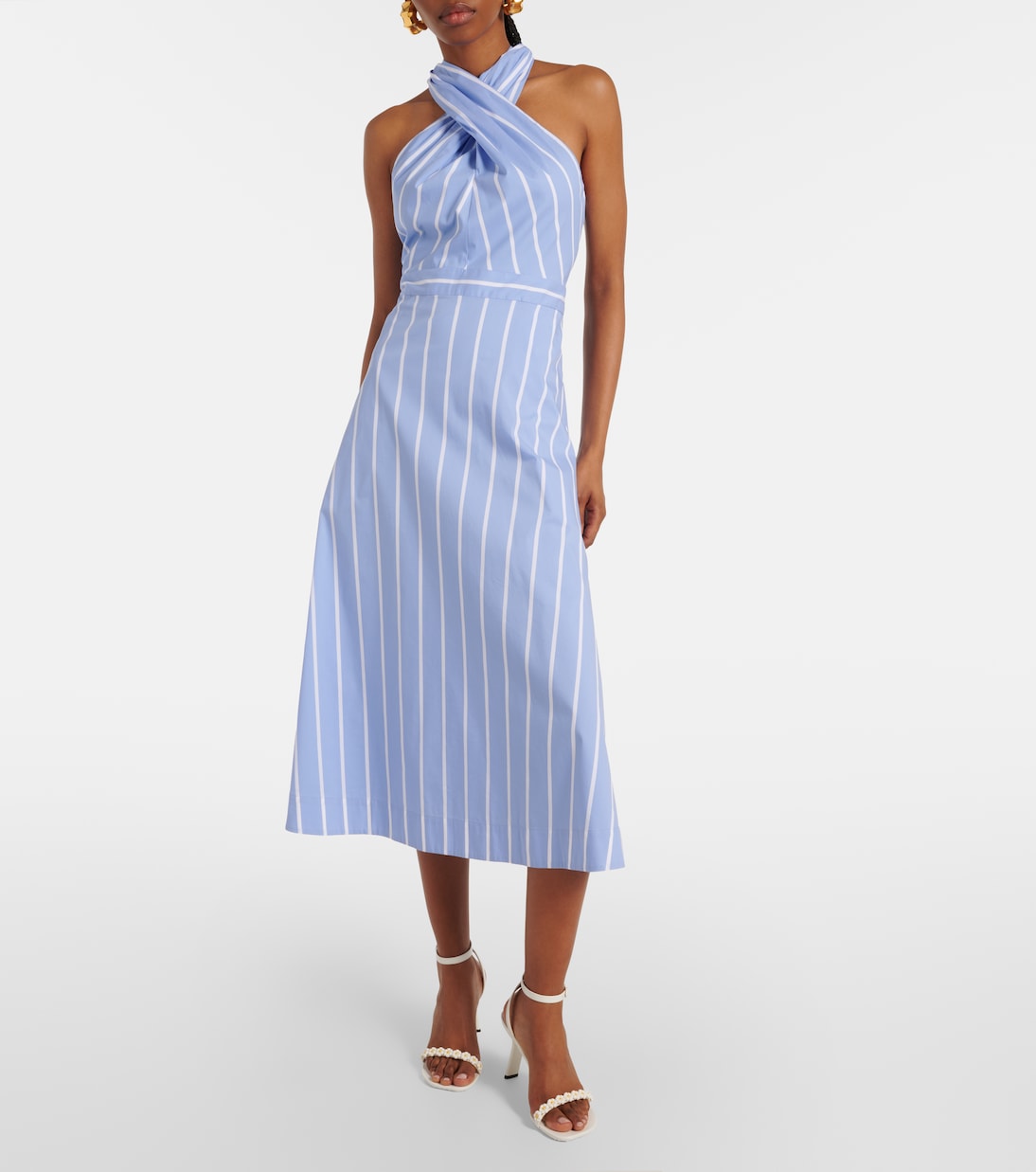Baylee striped poplin midi dress | Veronica Beard