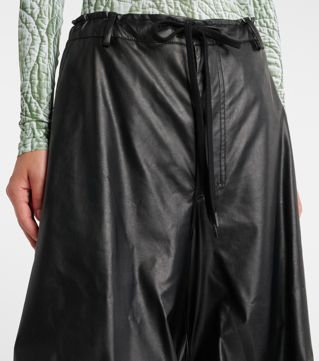 Faux leather wide-leg pants in black - MM 6 Maison Margiela