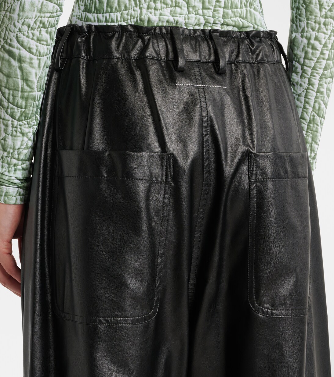 Faux leather wide-leg pants in black - MM 6 Maison Margiela