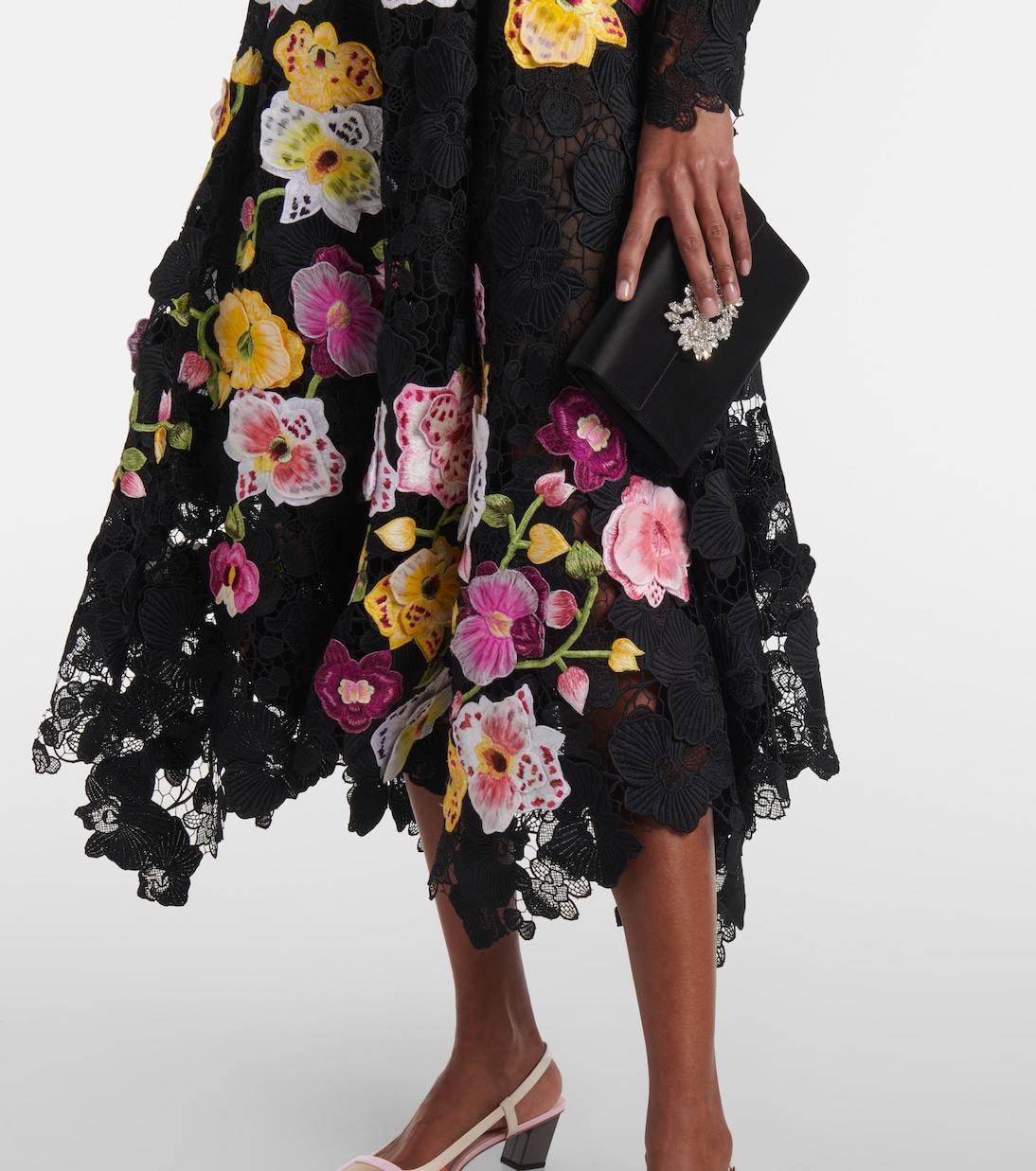 Oscar De La Renta: Vestito lungo guipure floreale, elegante e pieno di sogni