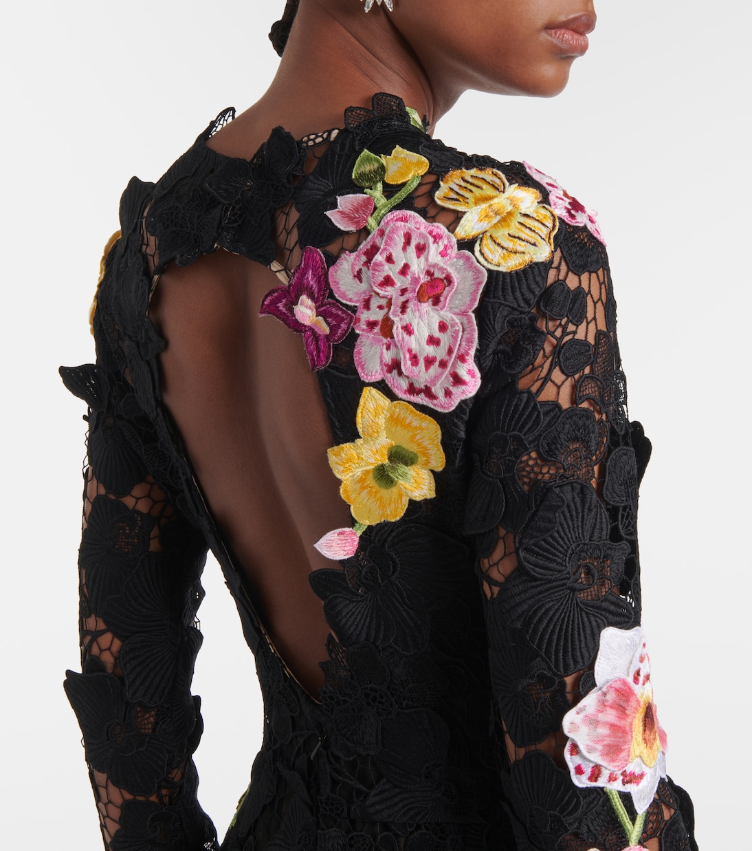 Oscar De La Renta: Vestito lungo guipure floreale, elegante e pieno di sogni