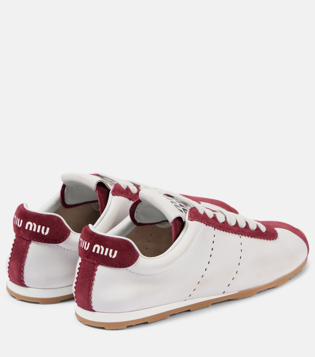 Sneakers Plume in pelle con suede | Miu Miu