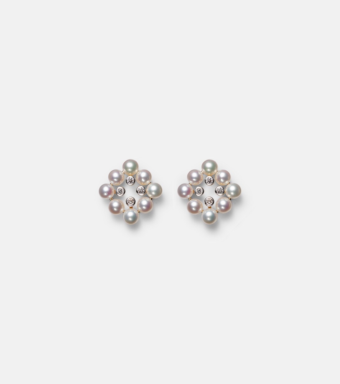 Boucles d'oreilles Cluster Stud en or 14 ct, perles et diamants | Mateo