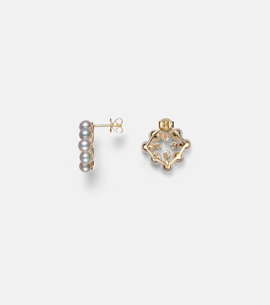 Boucles d'oreilles Cluster Stud en or 14 ct, perles et diamants | Mateo