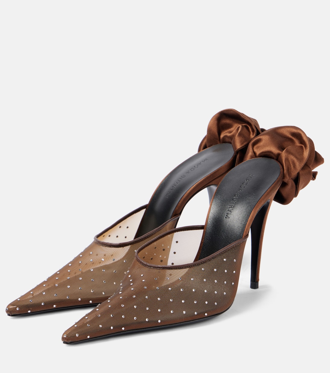Floral-appliqué embellished mesh mules | Magda Butrym