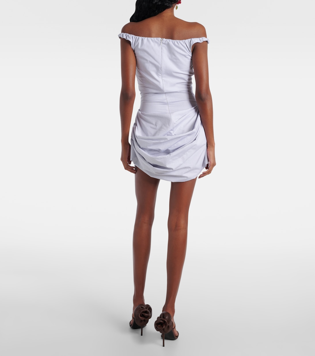Robe rayée en coton à encolure bardot | Magda Butrym