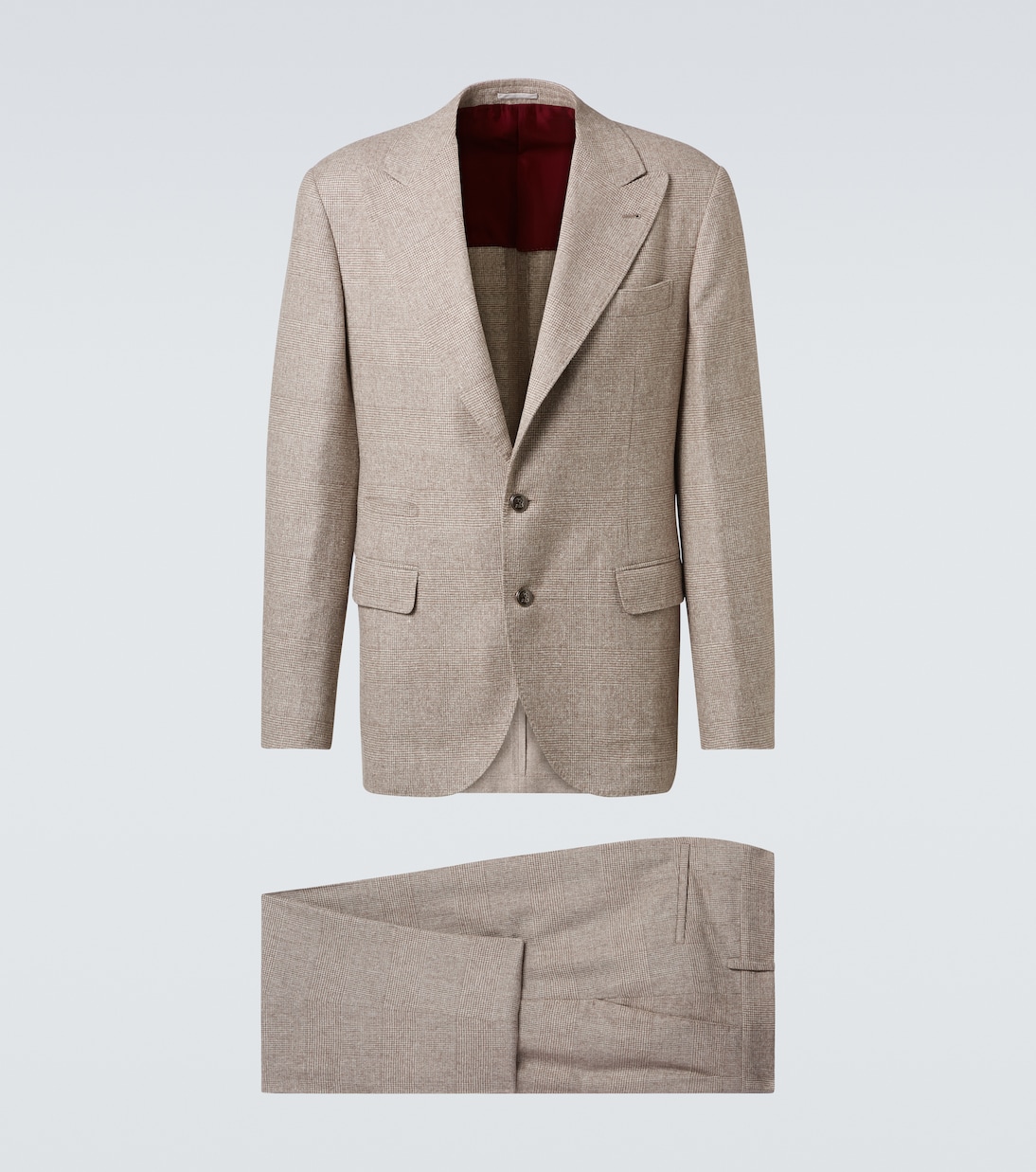 Prince of Wales check silk, wool, and cashmere suit | Brunello Cucinelli