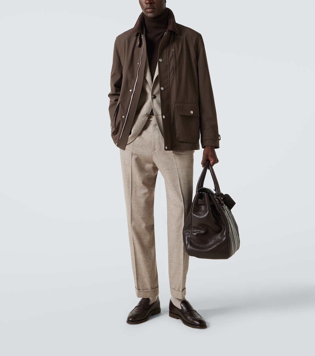 Prince of Wales check silk, wool, and cashmere suit | Brunello Cucinelli
