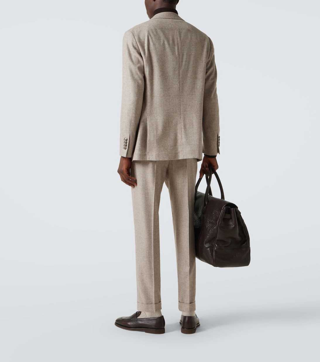 Prince of Wales check silk, wool, and cashmere suit | Brunello Cucinelli