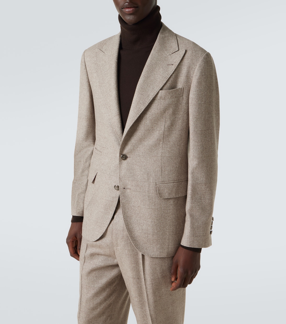 Prince of Wales check silk, wool, and cashmere suit | Brunello Cucinelli