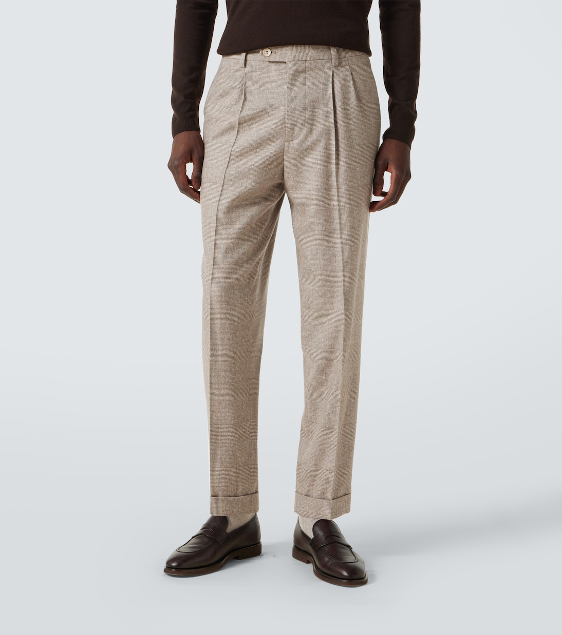 Prince of Wales check silk, wool, and cashmere suit | Brunello Cucinelli