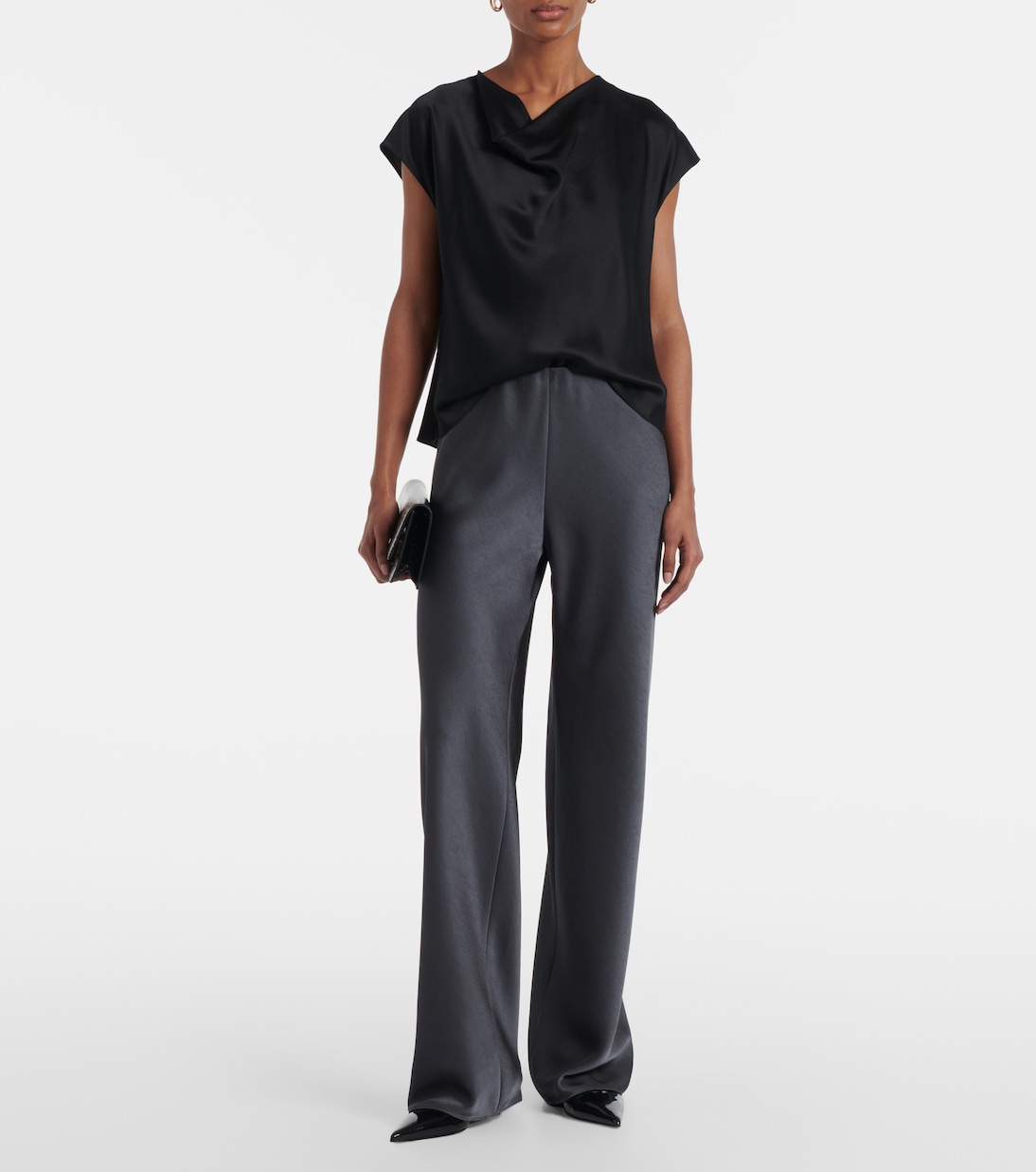 High-rise satin straight pants | Vince