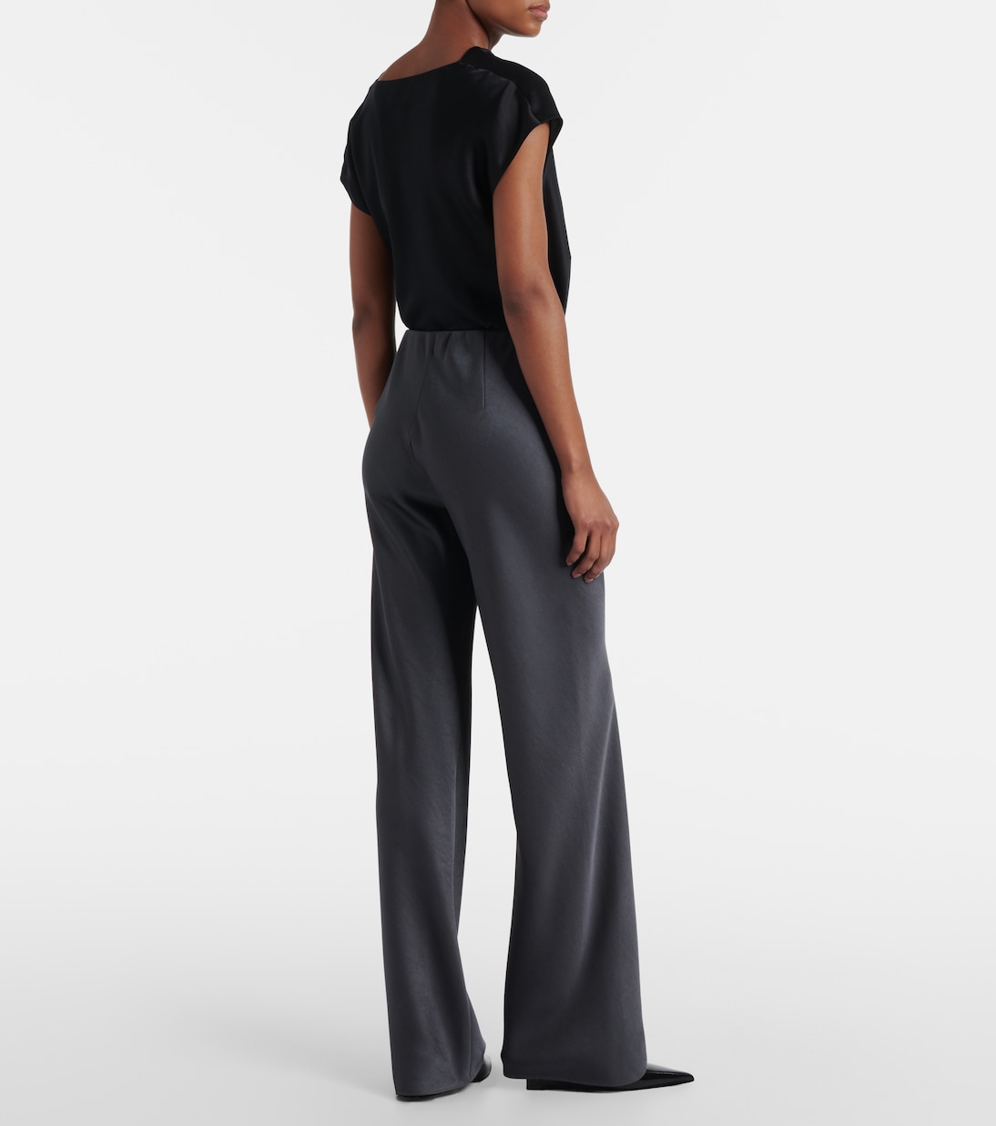 High-rise satin straight pants | Vince