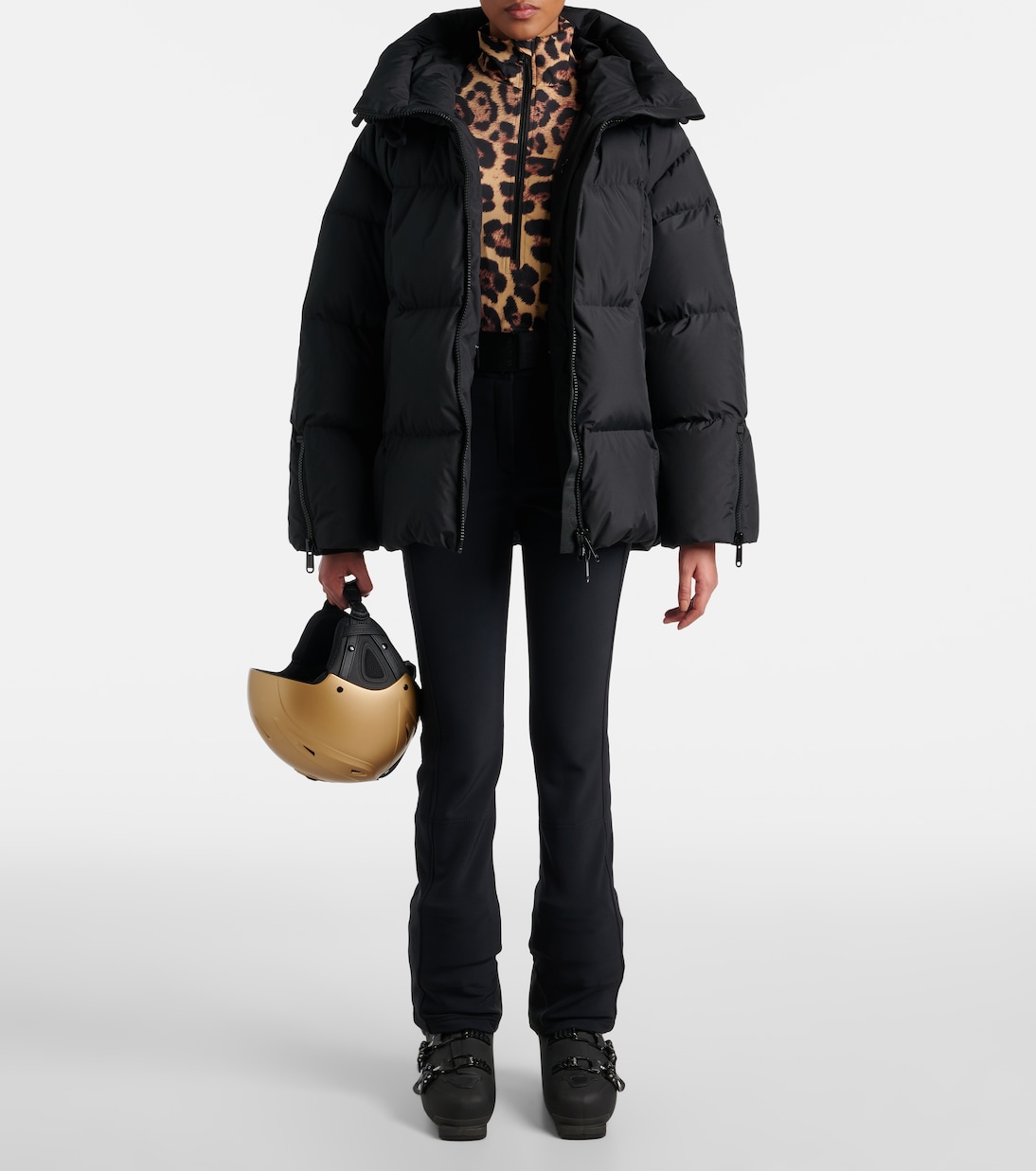 Leona leopard-print half-zip ski top | Goldbergh