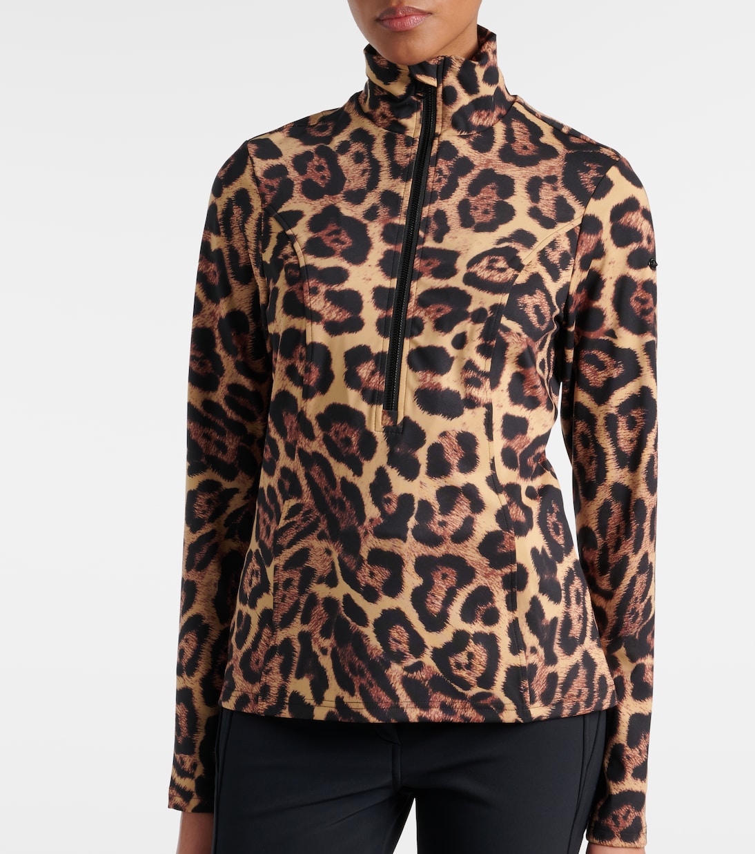 Leona leopard-print half-zip ski top | Goldbergh