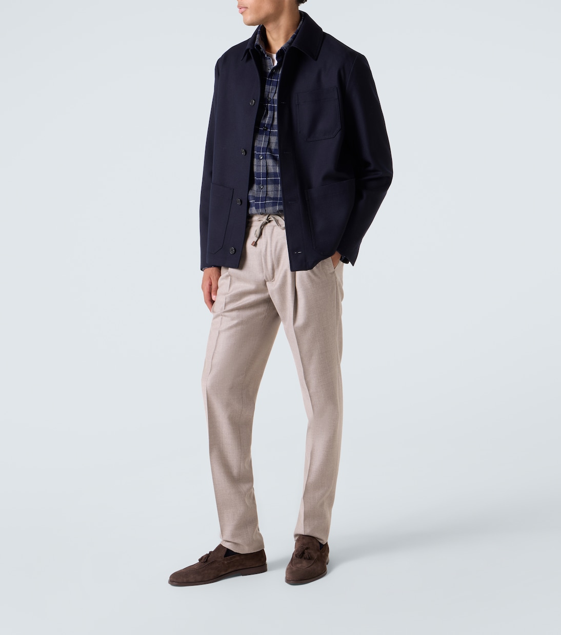 Virgin wool flannel slim pants | Slowear