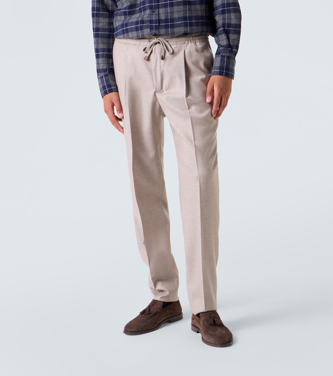 Virgin wool flannel slim pants | Slowear