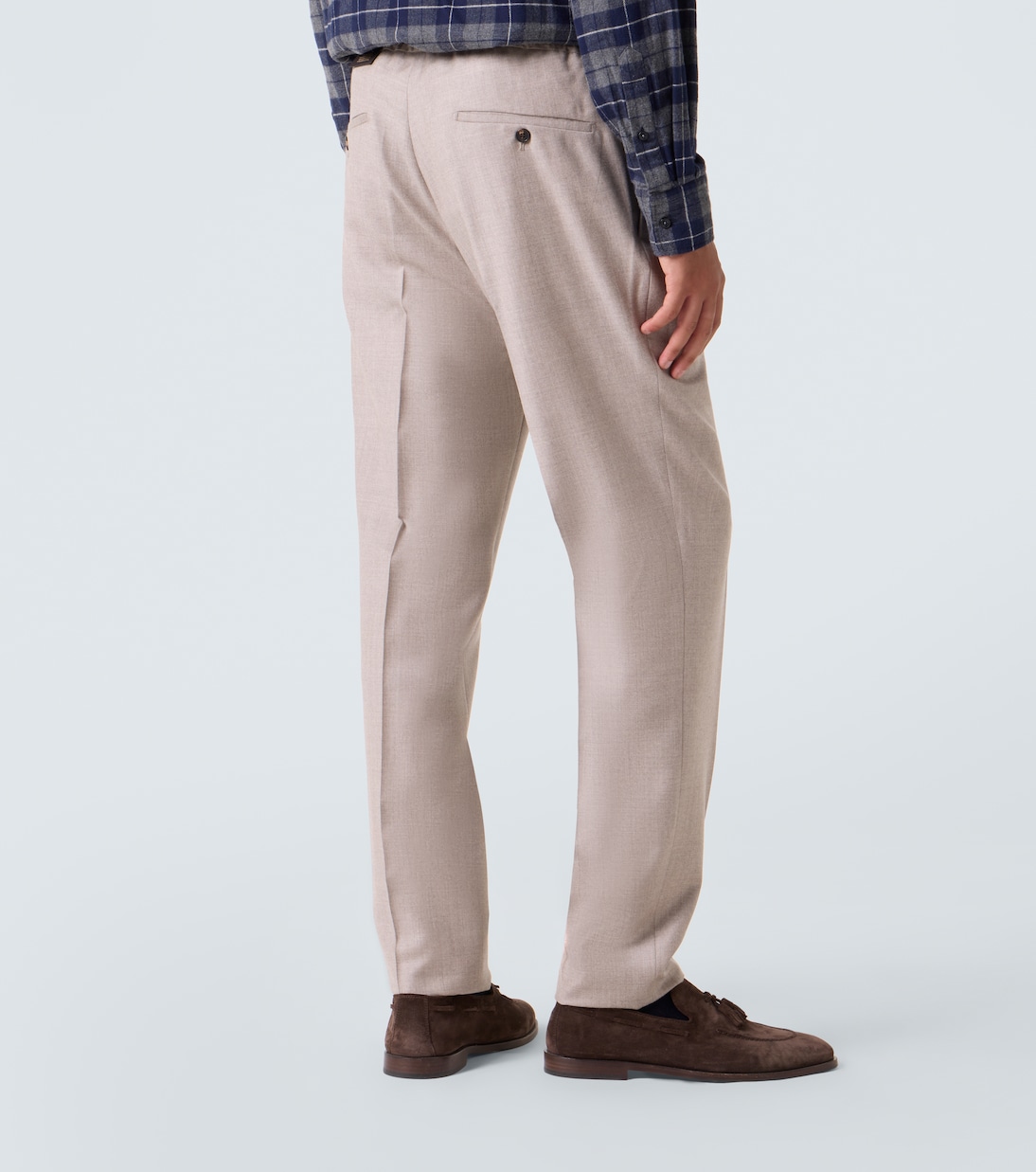 Virgin wool flannel slim pants | Slowear