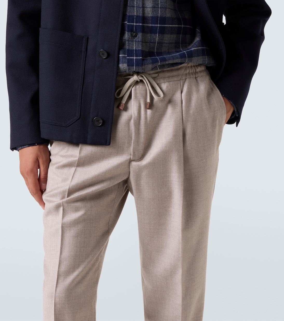 Virgin wool flannel slim pants | Slowear