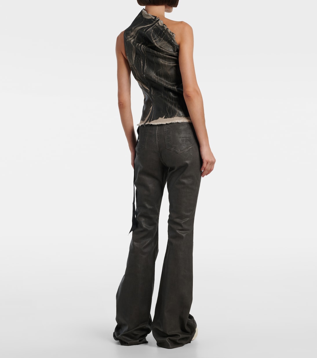 Top Athena imprimé asymétrique en jean | Rick Owens