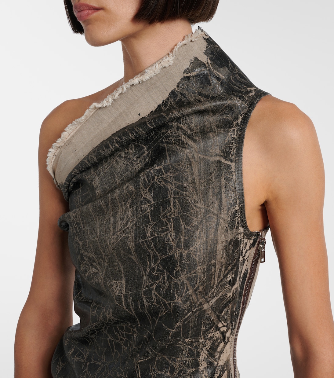 Top Athena imprimé asymétrique en jean | Rick Owens