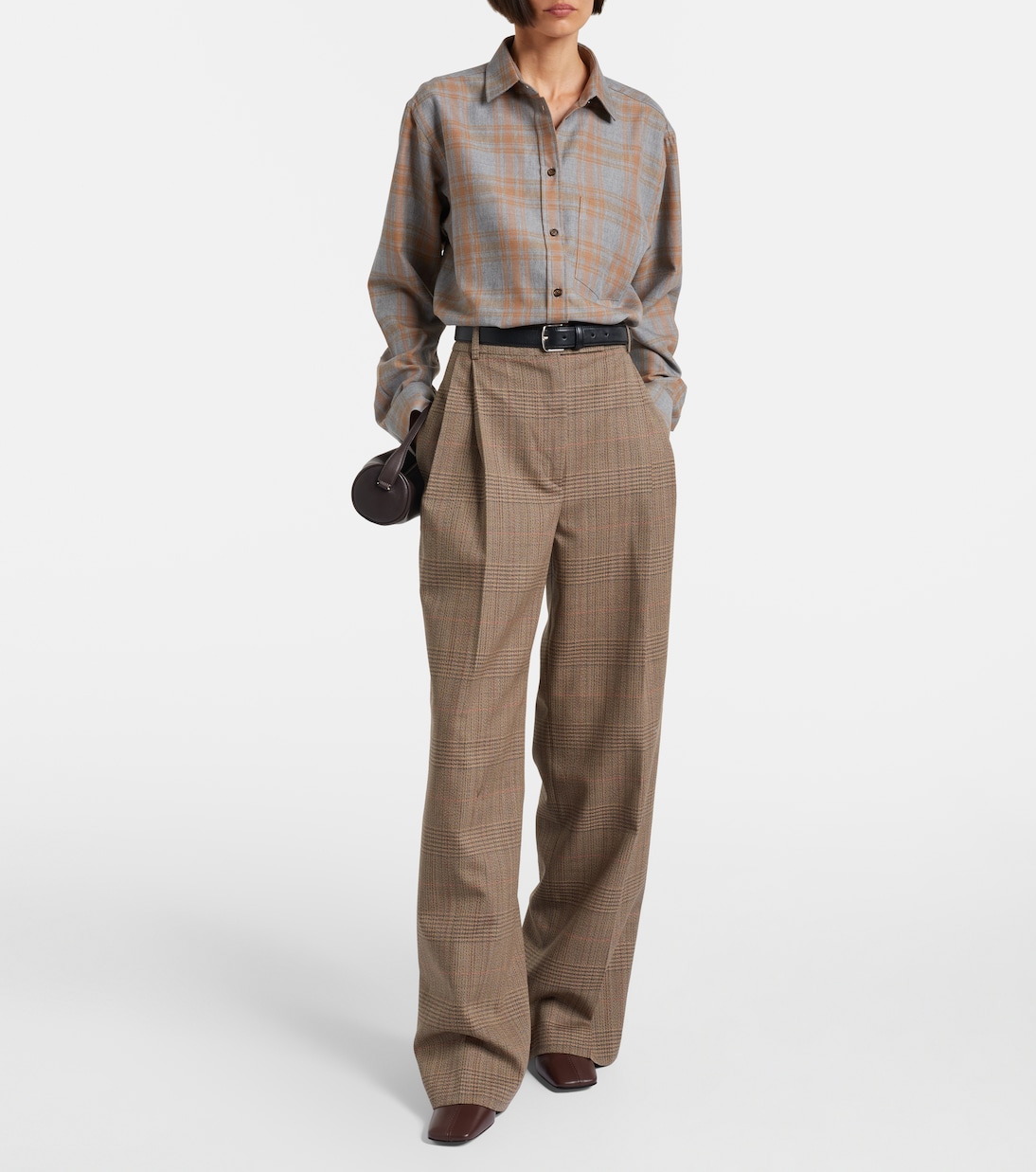 Checked virgin wool straight pants | Róhe