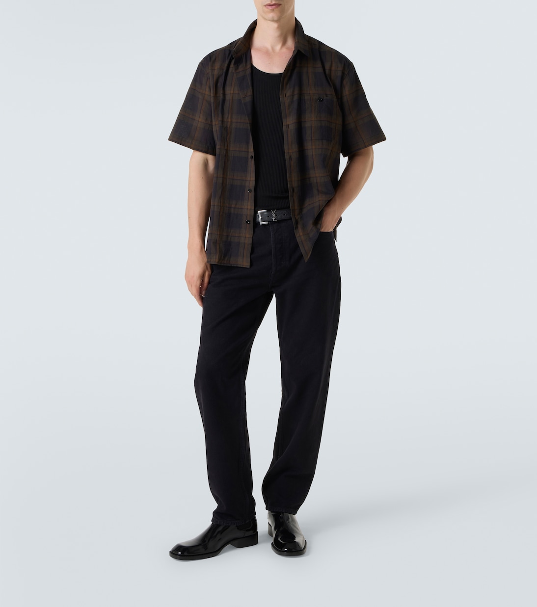 Camisa de gasa de algodón a cuadros | Saint Laurent