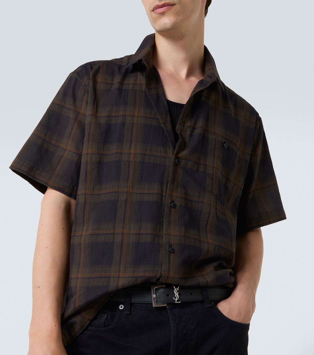 Camisa de gasa de algodón a cuadros | Saint Laurent