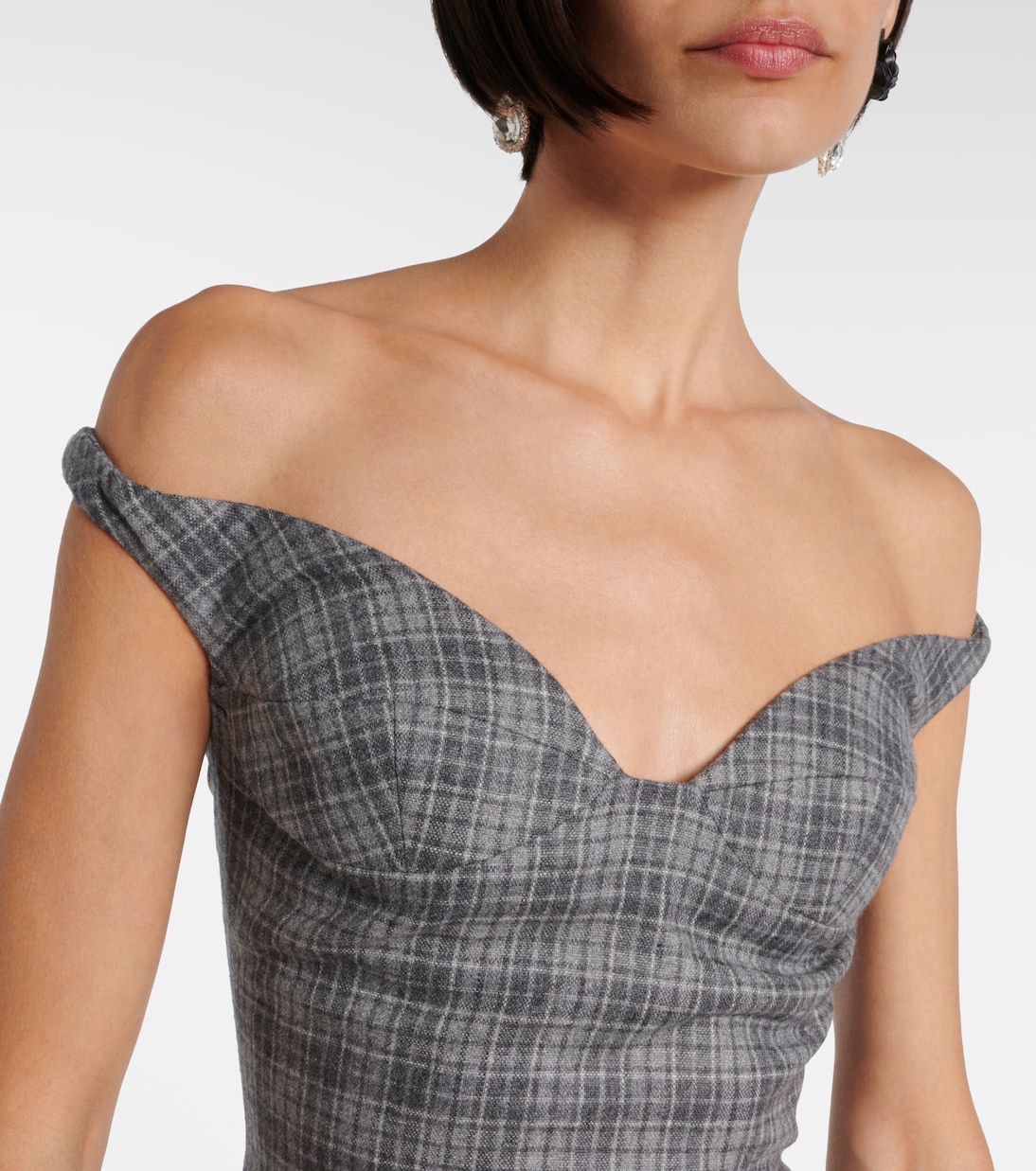 Ruched off-shoulder wool-blend bustier dress | Magda Butrym