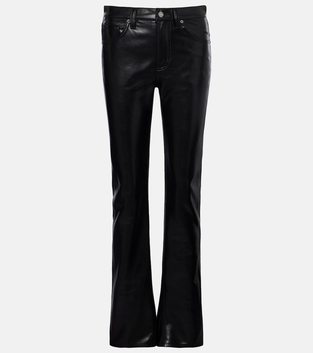 Mid-rise leather-blend bootcut pants | Agolde