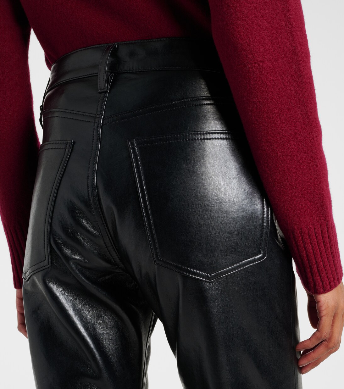 Mid-rise leather-blend bootcut pants | Agolde