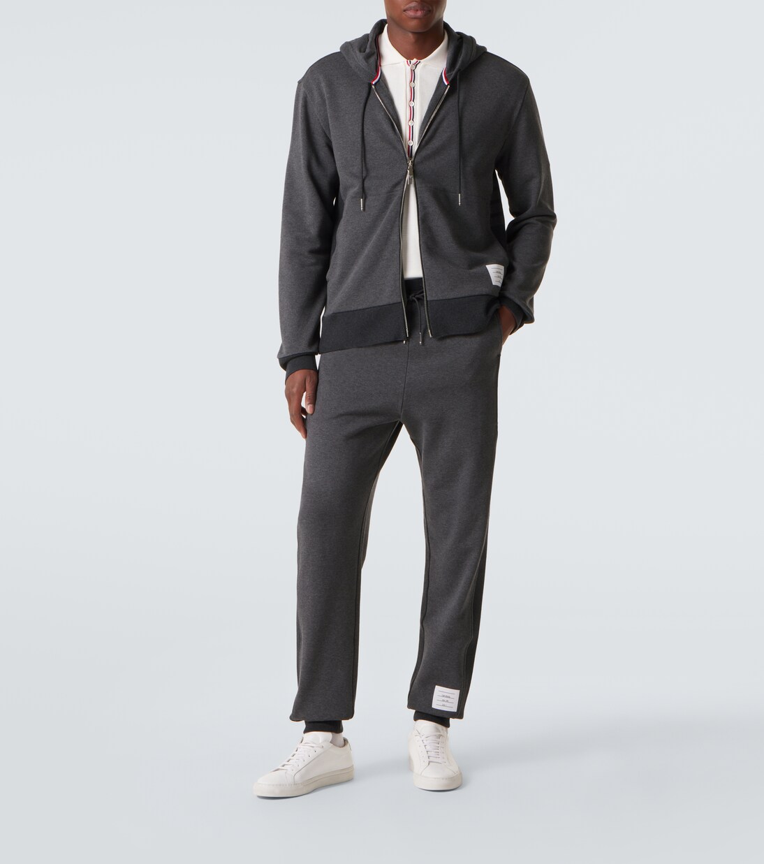 4-Bar cotton jersey zip-up hoodie | Thom Browne