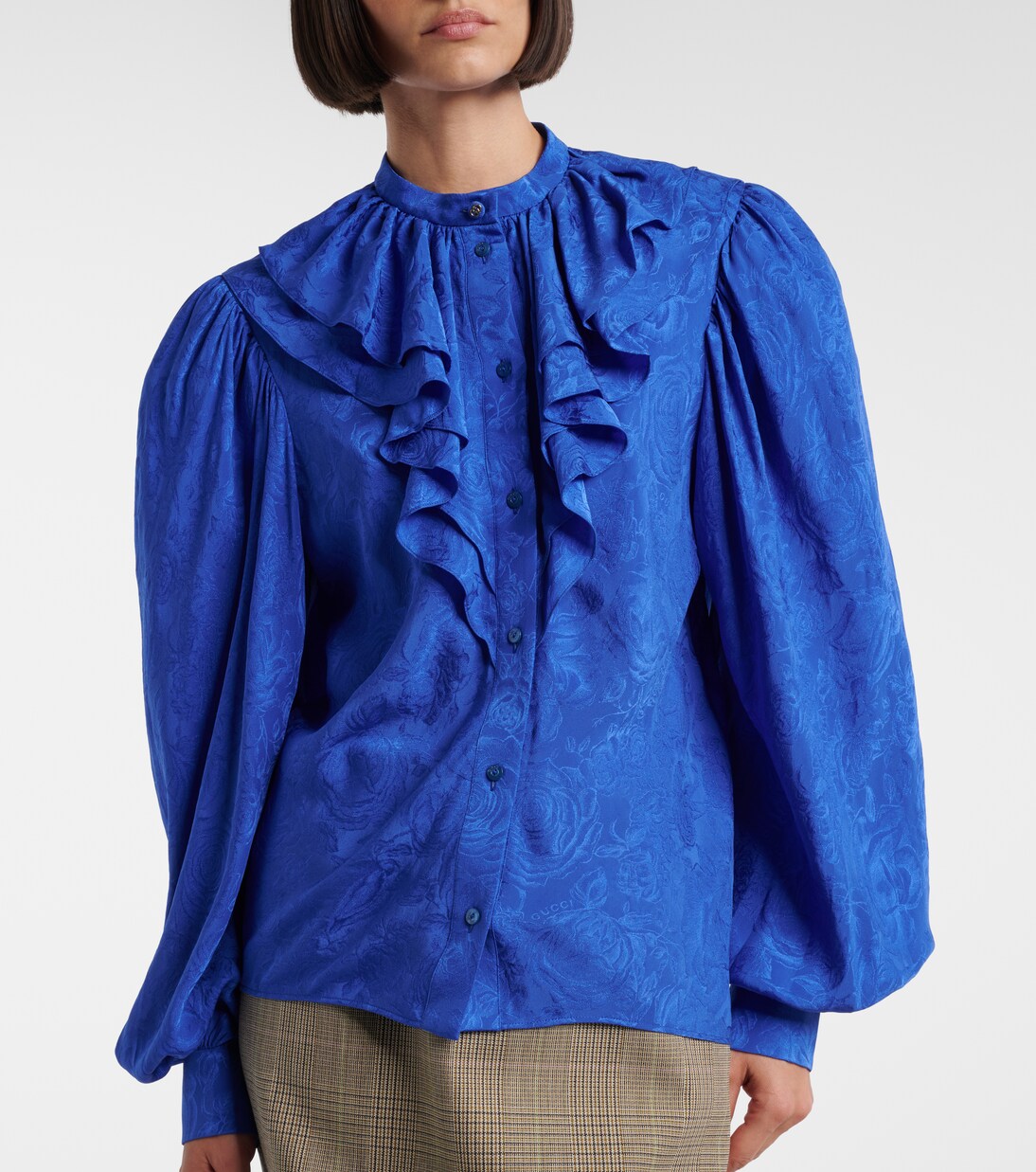 Camicia in raso di seta con stampa | Gucci