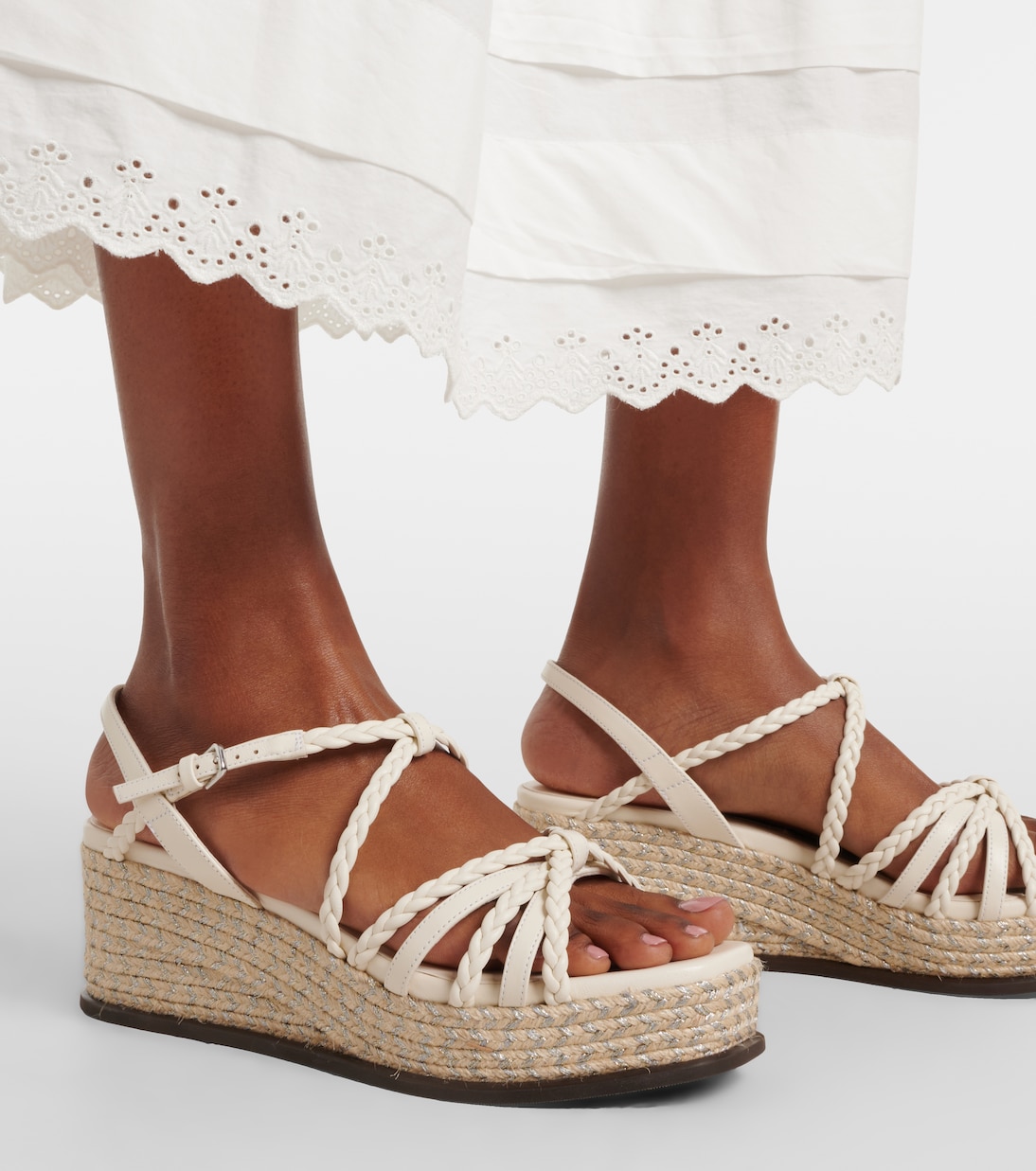 Nyra 브레이디드 레더 에스파드리유 웨지 슈즈 | Jimmy Choo