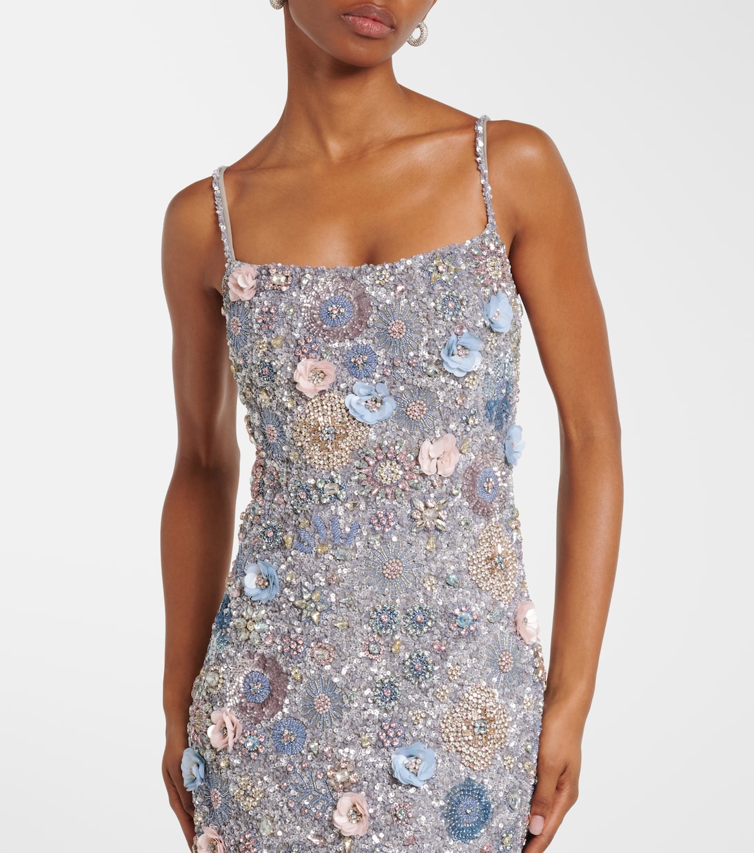 Embellished floral-appliqué midi dress | Rachel Gilbert