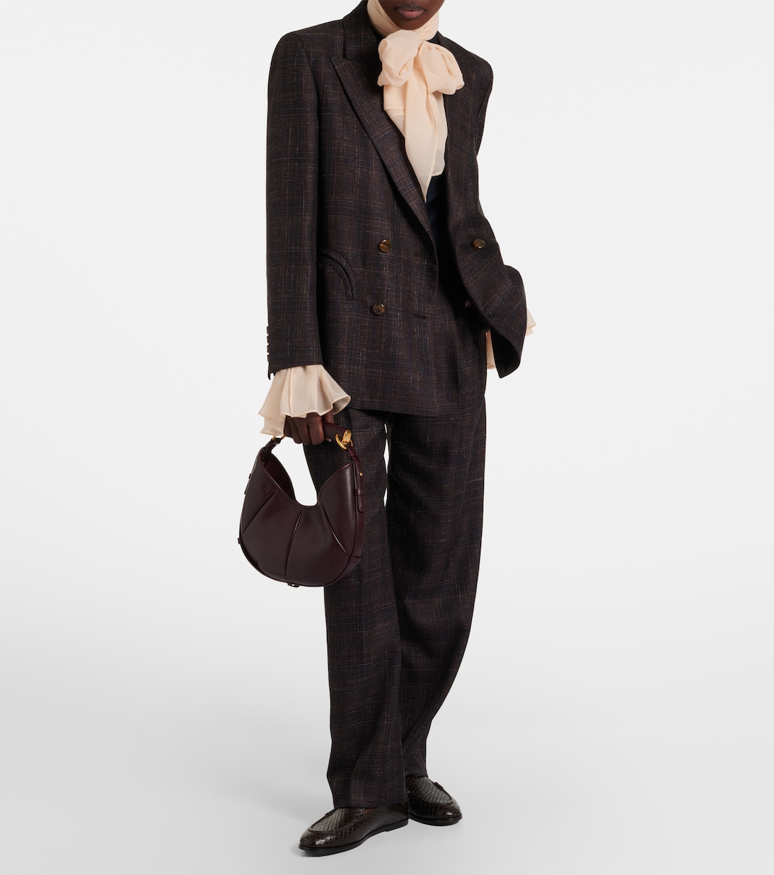 Fox checked wool and silk wide-leg pants | Blazé Milano