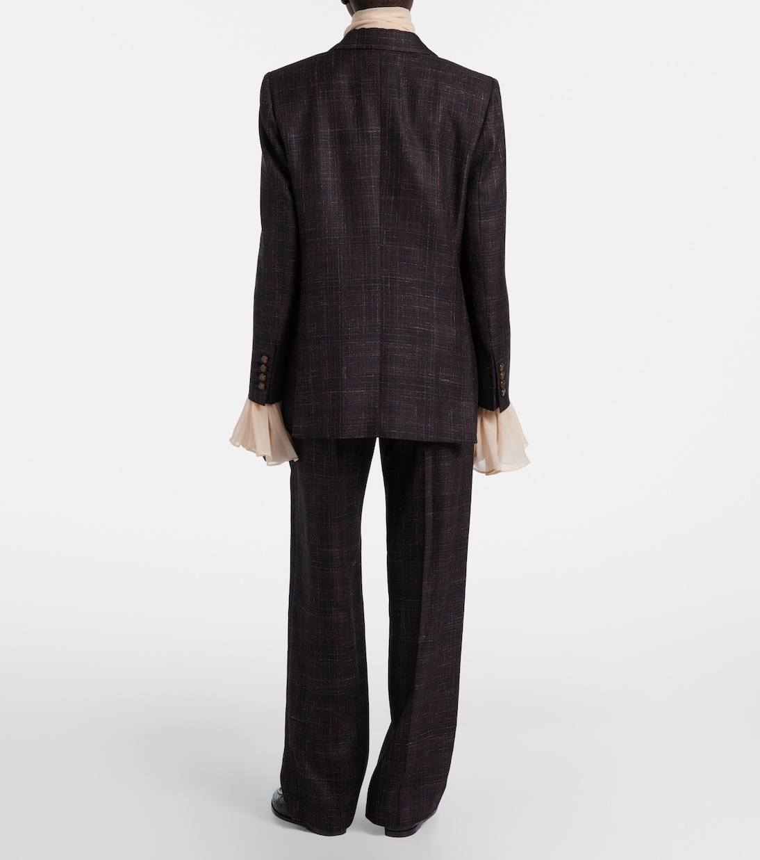 Fox checked wool and silk wide-leg pants | Blazé Milano