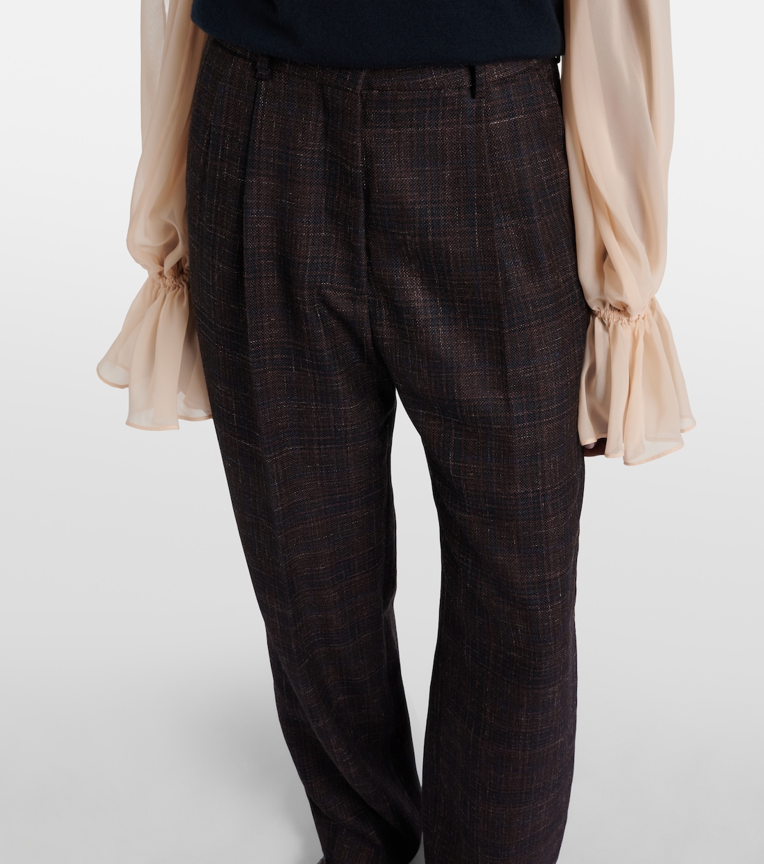 Fox checked wool and silk wide-leg pants | Blazé Milano