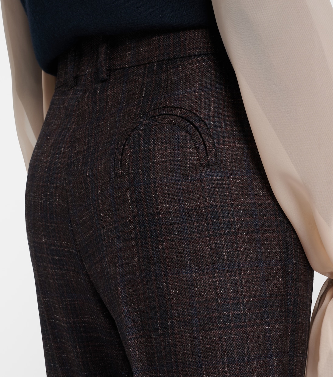 Fox checked wool and silk wide-leg pants | Blazé Milano