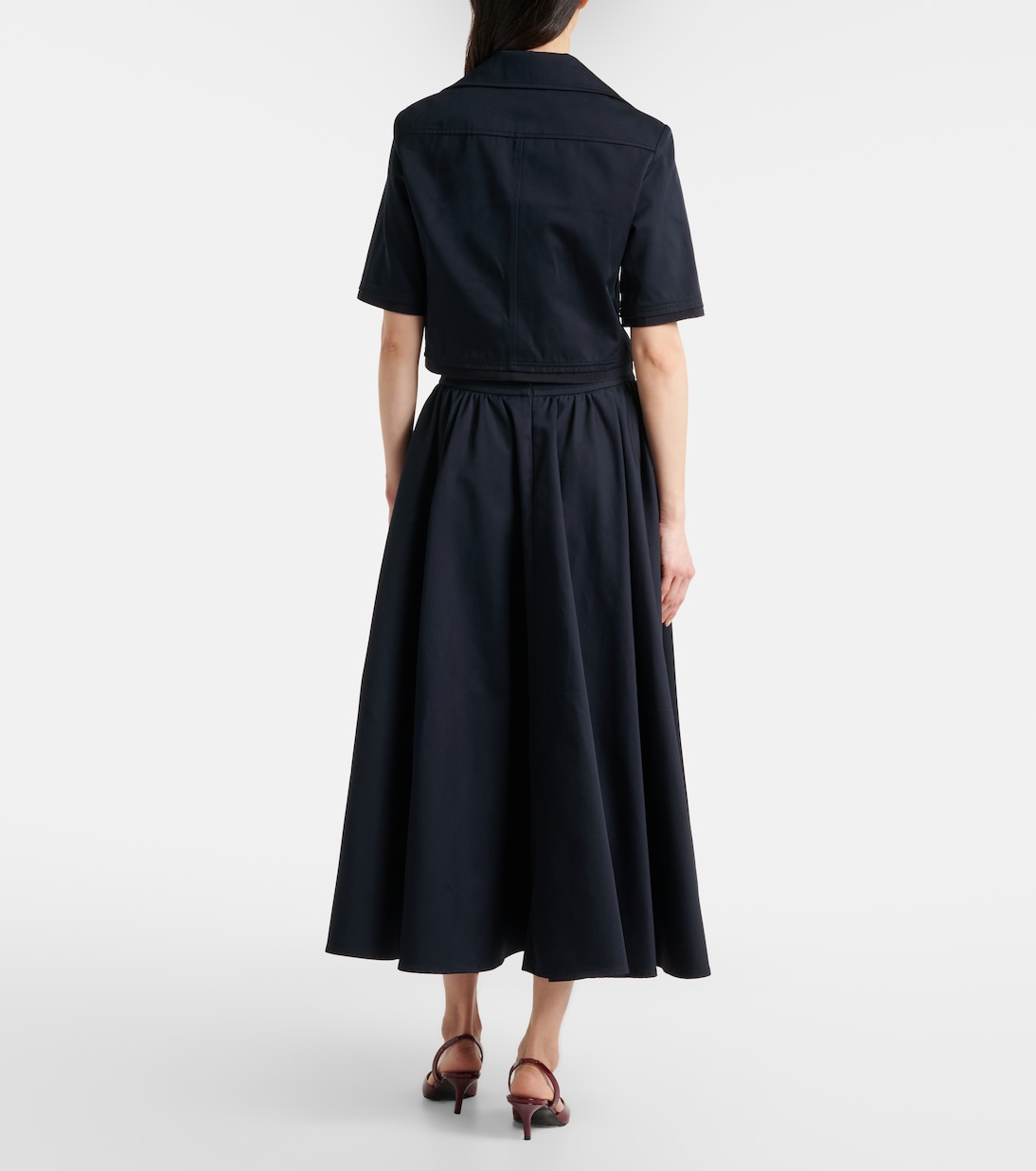 Pleated cotton midi skirt | Patou