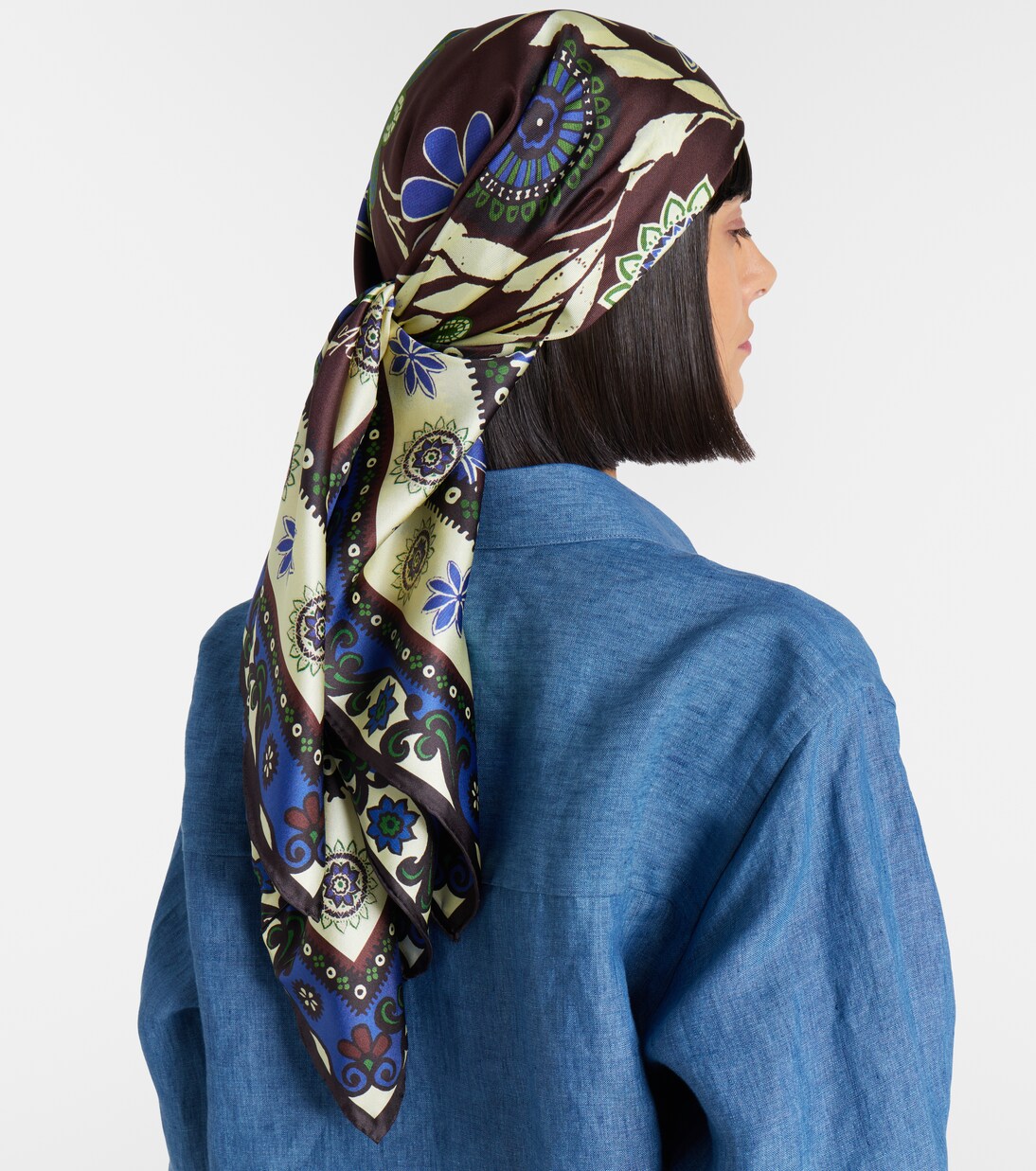 Sciarpa in raso di seta con stampa floreale | Alémais