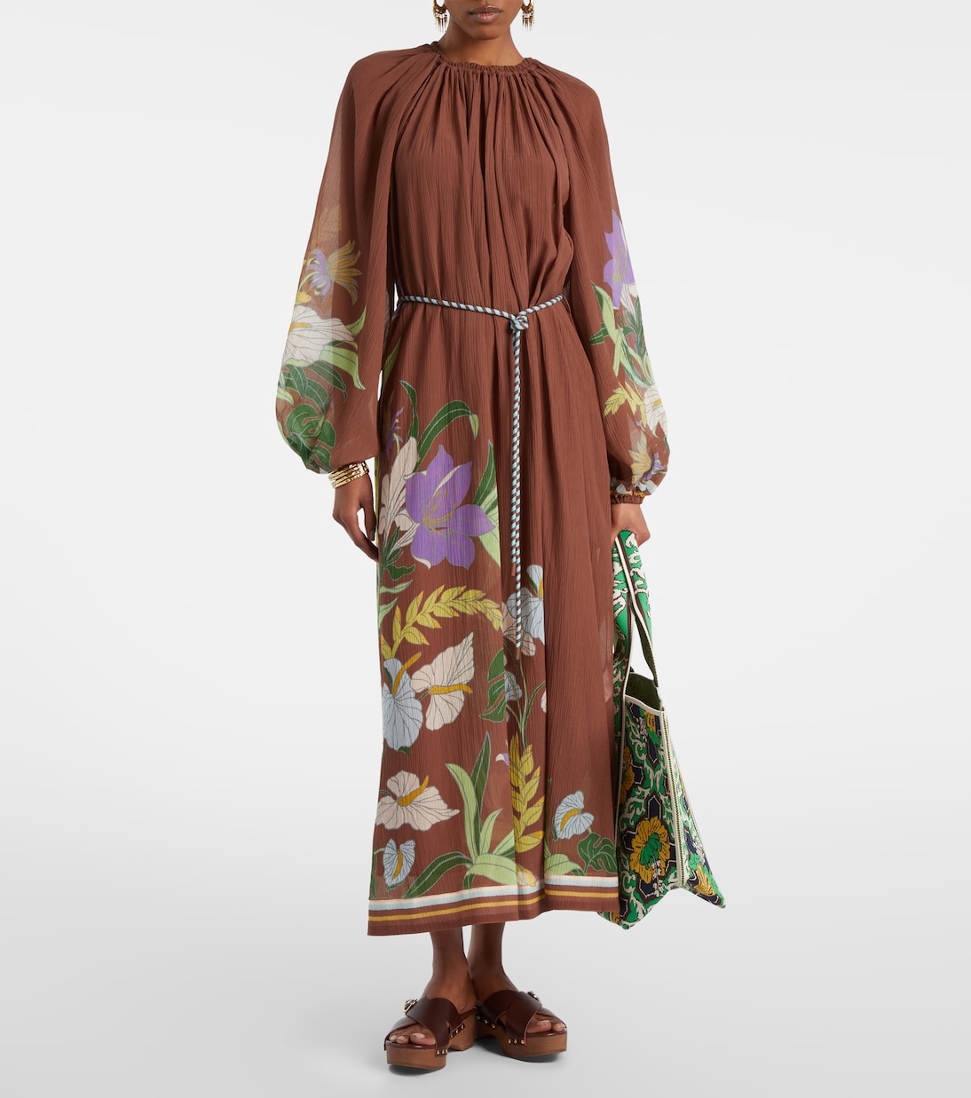 Alfie gathered cotton and silk midi dress | Alémais