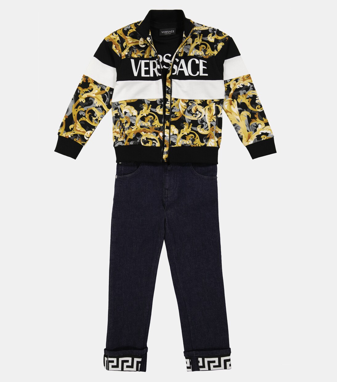 Reißverschlussjacke Baroccoflage aus Baumwolle | Versace Kids
