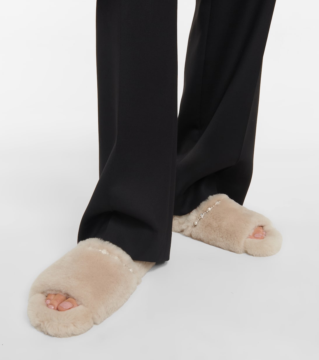 Acinda embellished shearling slides | Jimmy Choo