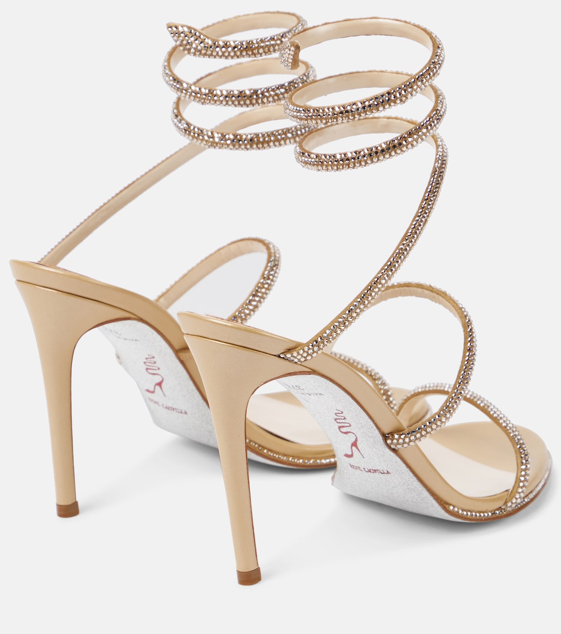 Verzierte Sandalen Cleo aus Metallic-Leder | Rene Caovilla