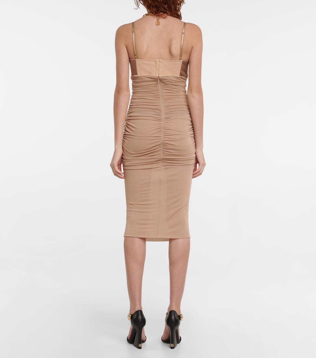 Midikleid aus Satin und Jersey | Dolce&Gabbana