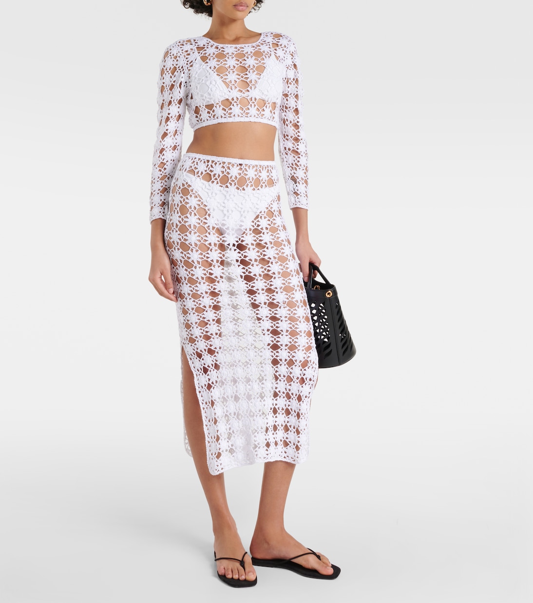 Rosette crochet cotton midi skirt | Anna Kosturova