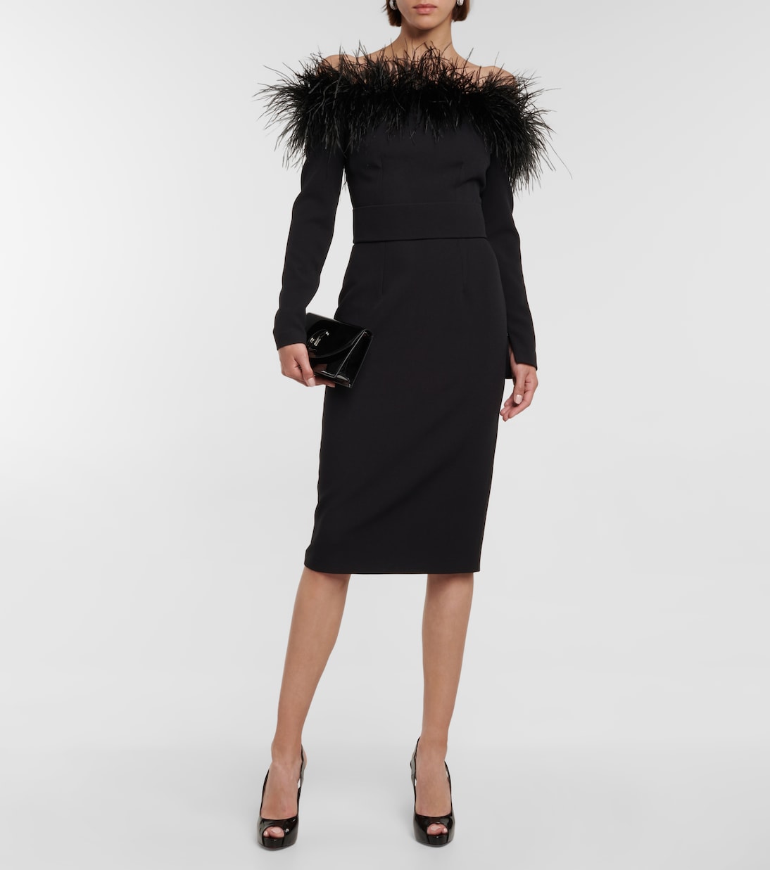 Abito midi con piume | Safiyaa