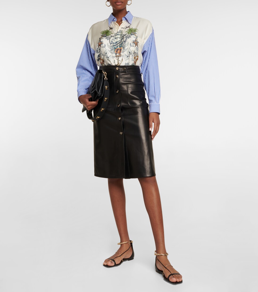 High-rise leather midi skirt | Etro