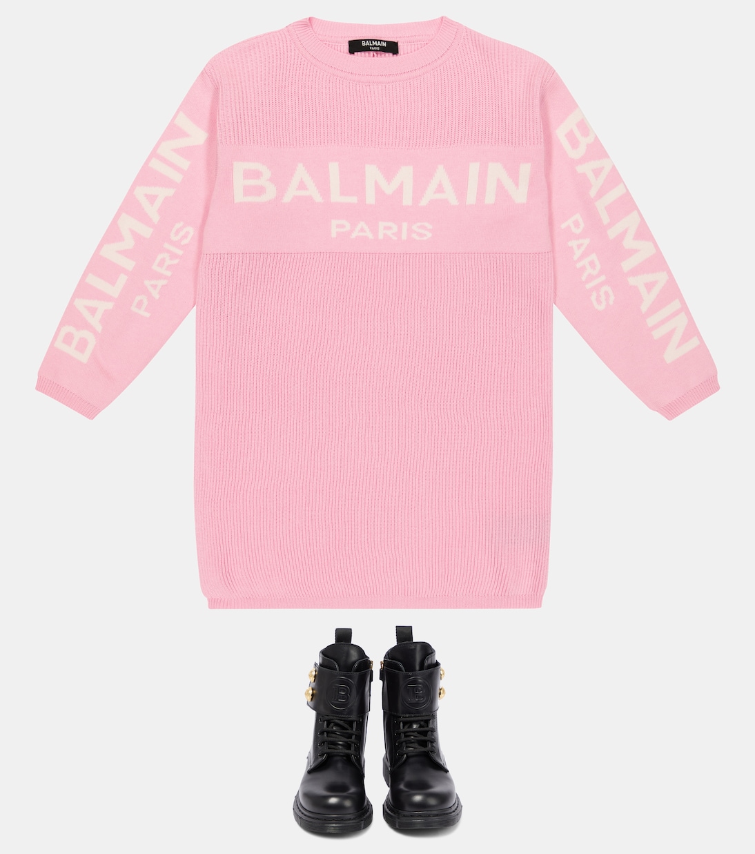 Pulloverkleid aus Baumwolle und Kaschmir | Balmain Kids